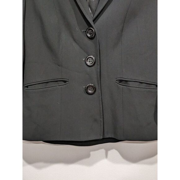 Lafayette 148 New York Black 3/4 Fold Up Sleeve Button Front Collared Blazer, 4 - Picture 3 of 9